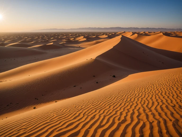 Golden Sahara sand dunes at sunset – desert retreat in Morocco
