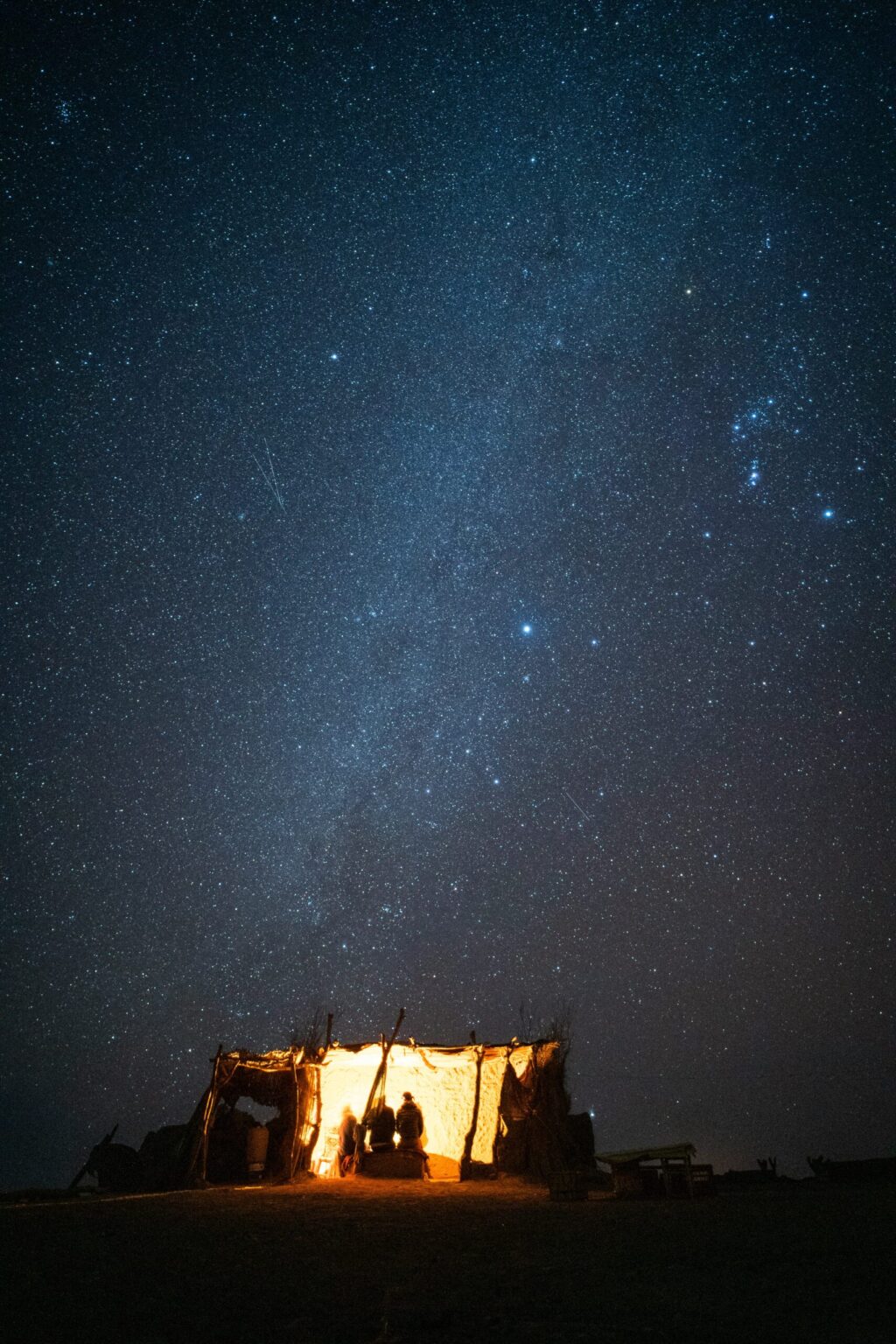 Bivouac under the starry sky in the Sahara